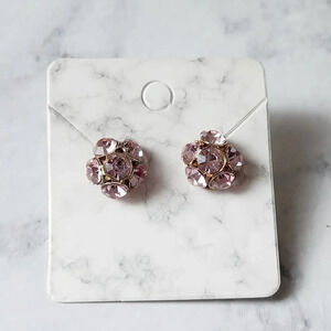 Cluster Crystals Stud Earrings Pink